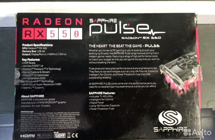 Видеокарта rx 550 4gb sapphire pulse
