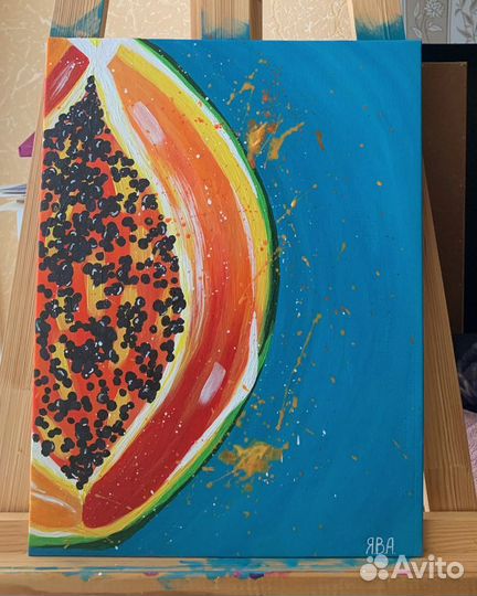 Яркая папайя. Картина (акрил)