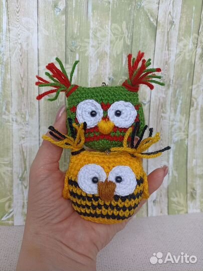 Брелок вязаная сова