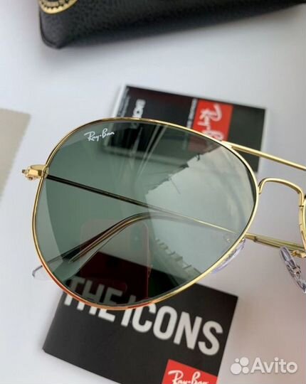 Очки ray ban aviator авиаторы зеленые