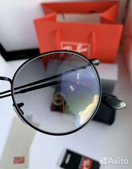 Очки ray ban round metal пепельные