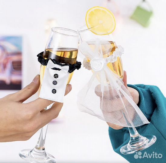 Свадебные аксессуары для бутылок и бокалов