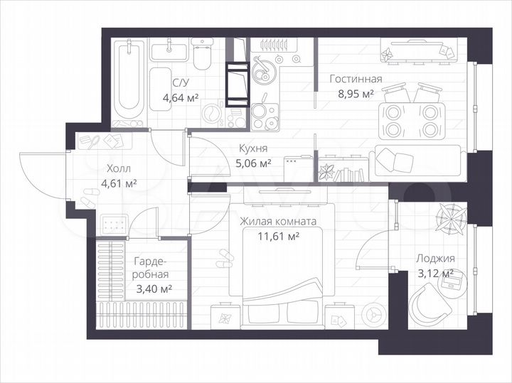 2-к. квартира, 39,7 м², 5/11 эт.