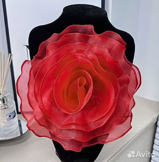 Брошь роза из шифона