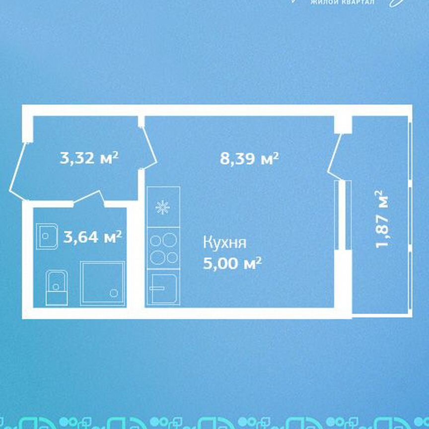 Квартира-студия, 22,2 м², 1/9 эт.