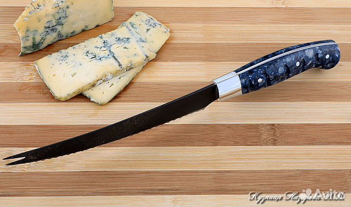 Кухонный нож Шеф № 4 Х12мф рукоять акрил синий