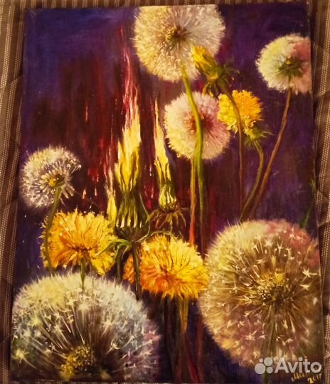 Картина масло Одуванчики