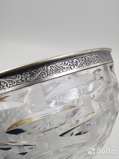 Ваза хрусталь мельхиор СССР 70-е годы