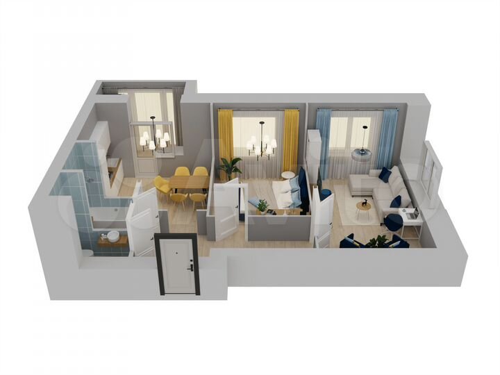 2-к. квартира, 54,4 м², 8/10 эт.