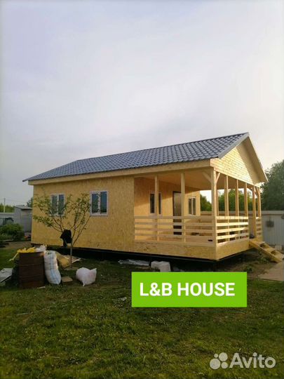 Каркасный дачный домик 8х6