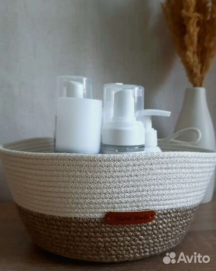 Корзина из джута и хлопкого шнура