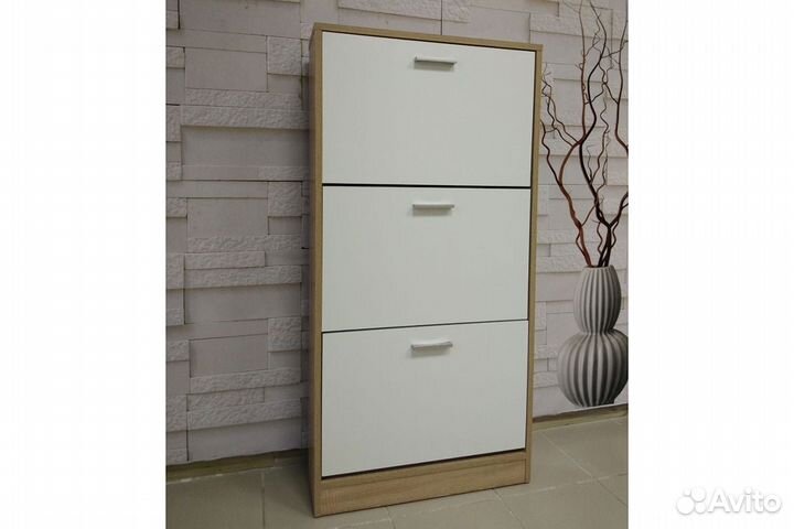 Тумба для обуви Империал 600 3-х дверная (Дуб сонома/Белый)