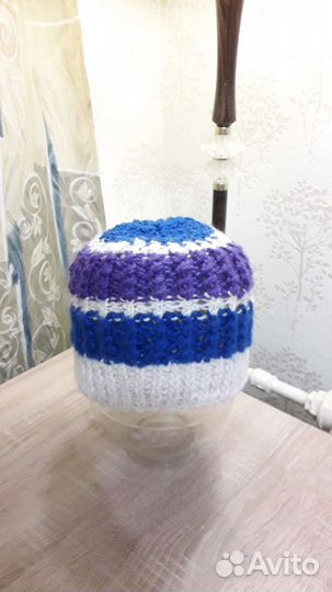 Шапка полосатая вязаная