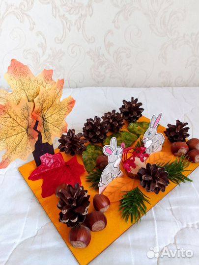 Осенняя поделка зайчики в лесу