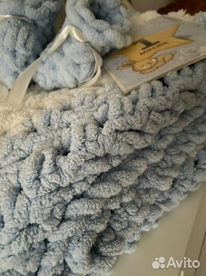 Детский плед и пинетки ручной работы бу