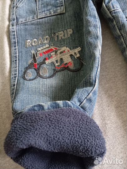 Полукомбинезон джинсовый на флисе 92-98