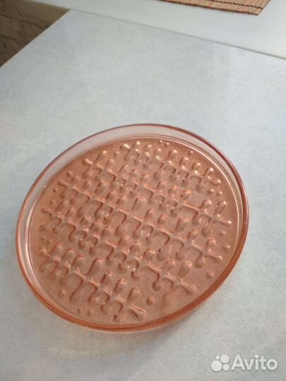 Блюдо для торта цветное стекло СССР