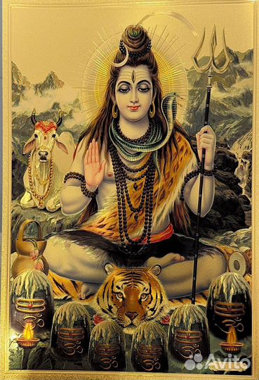 Картины Божеств с позолотой 24 карата. Индия. 21х3