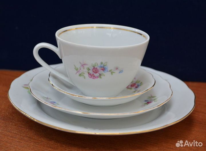Фарфоровая кофейная пара С блюдцами. гдр (3)