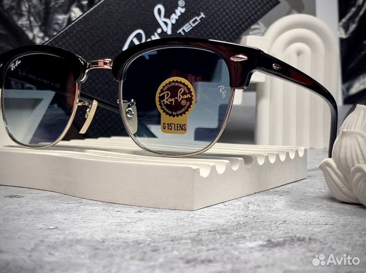 Очки Ray Ban Клабмастер серебристые