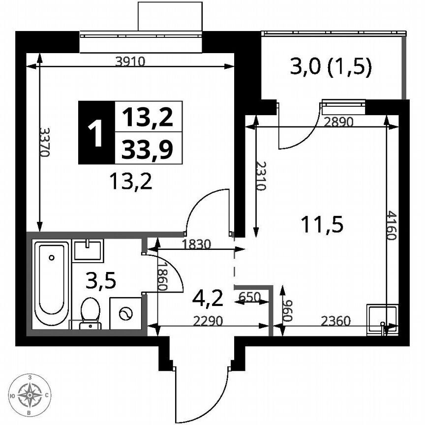 1-к. квартира, 33,9 м², 7/24 эт.