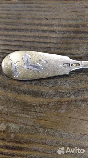 Ложка чайная серебряная 84 проба позолоченая