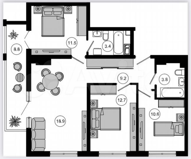 2-к. апартаменты, 33 м², 8/10 эт.