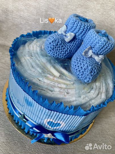 Торт из памперсов 1-2-3 яруса в подарок малышу