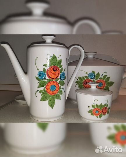 Сервиз Kahla, ГДР супница, чайник, сахарница