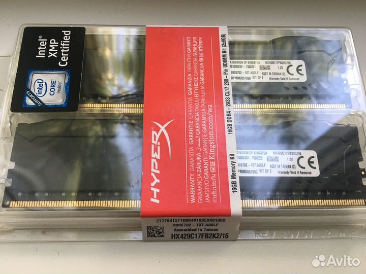 Оперативная память DDR4 Kingston HyperX fury 2x8GB
