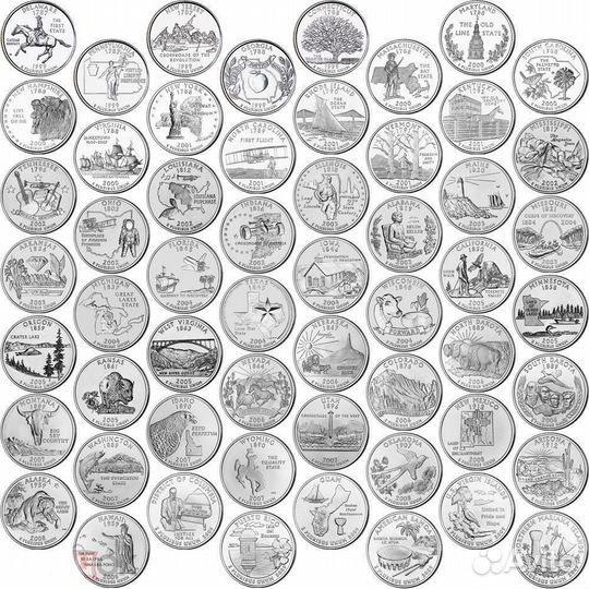 Квотеры США штаты 56 шт полный набор