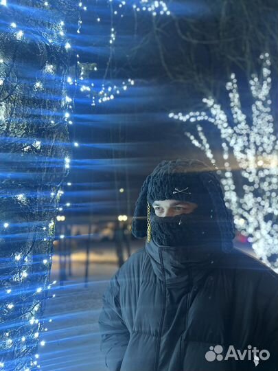 Балаклава вязаная с ушками зайца