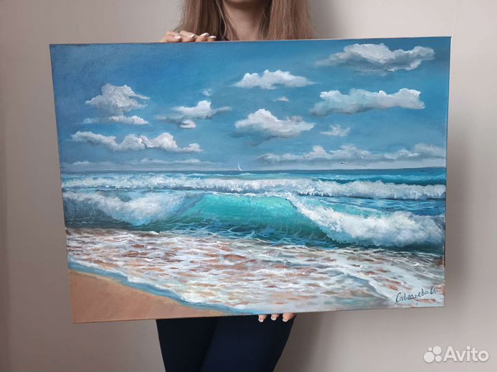 Картина маслом Прозрачная волна