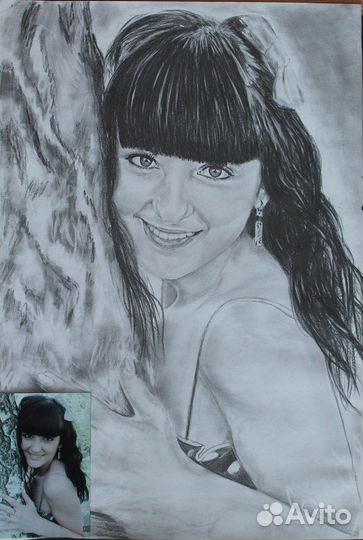 Портрет по фото, Художественные работы в интерьере