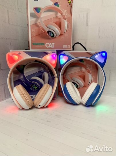 Беспроводные наушники светящиеся ушки детские