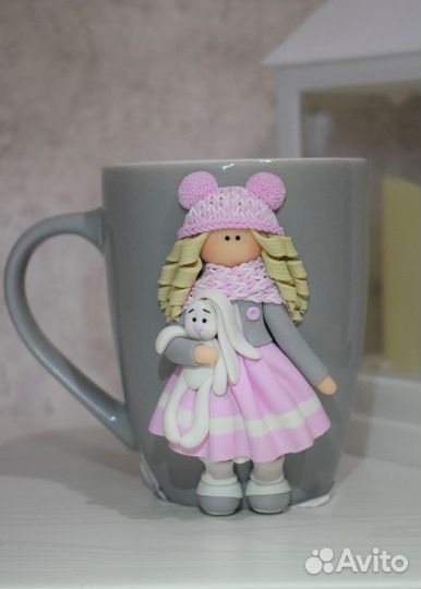 Кружка с декором из полимерной глины