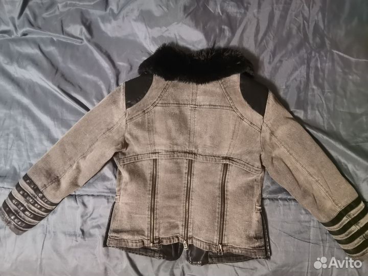 Косуха джинсовая с натуральной кожей 42-44