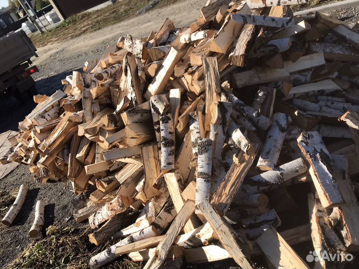 Дрова, березовые, колотые сухие, сырые