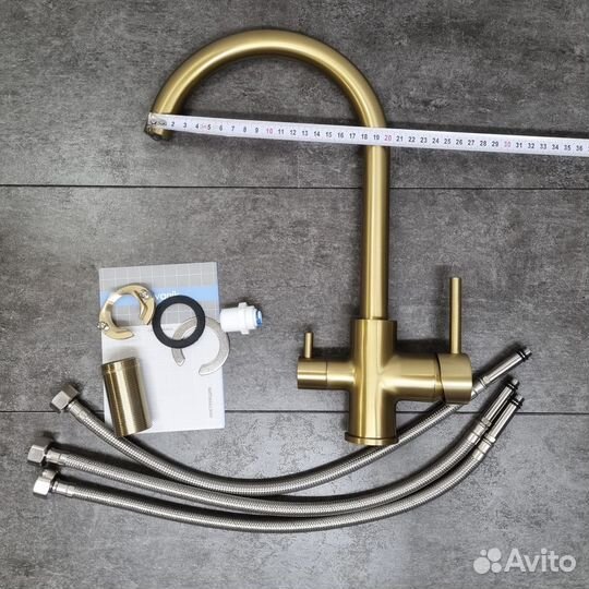Золотой смеситель для кухни 2в1 / смеситель графит