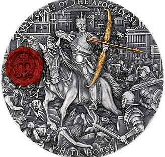 Монета Белый конь Семь печатей Апокалипсиса Ниуэ
