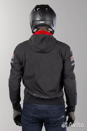 Motorradjacke Alpinestars Sektor V2 Tech Hoodie Schwarz-Rot Черный