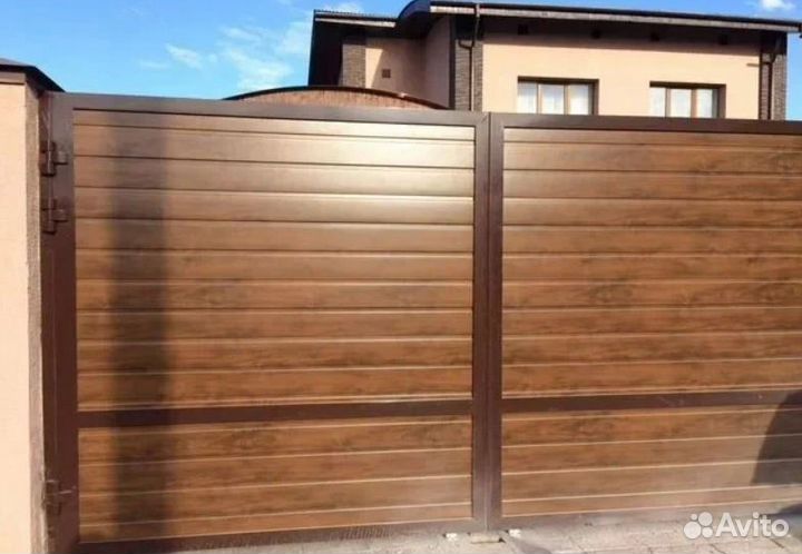 Распашные ворота установка произв Alutech доставка