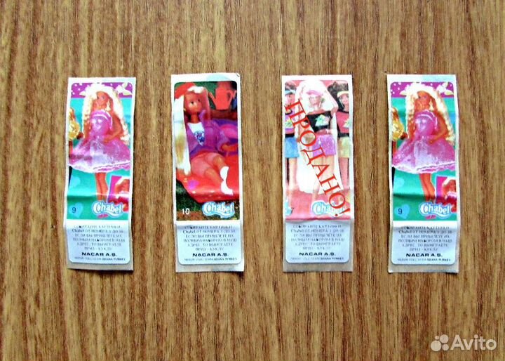 Вкладыши-наклейки и обёртки жвачки Chabel, 90-х гг