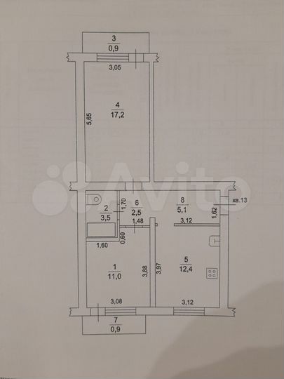 2-к. квартира, 51,7 м², 2/3 эт.