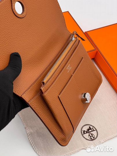 Кошелёк Hermes натуральная кожа коричневый