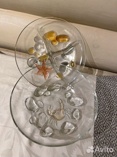 Менажница и салатник, стекло, б/у