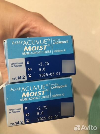 Контактные линзы acuvue moist -2.75, R 9