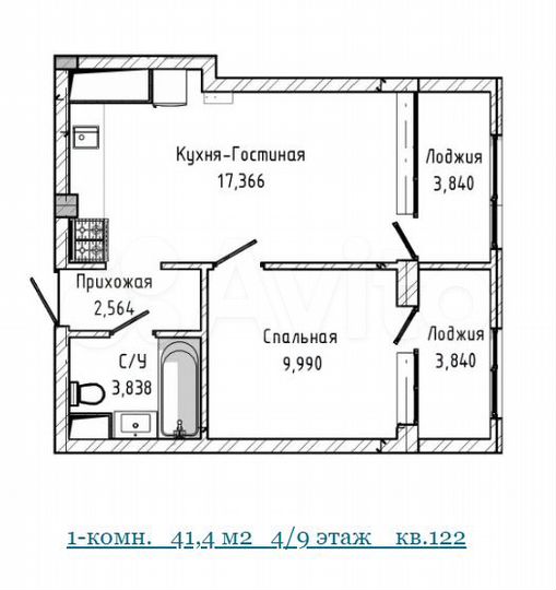 1-к. квартира, 35 м², 2/9 эт.
