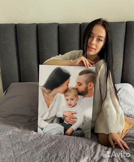 Потрет по фото на холсте Покачи. Печать на холсте