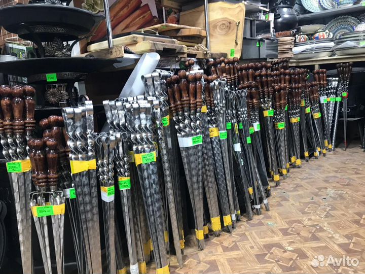 Шампура с деревянной и металлической ручкой